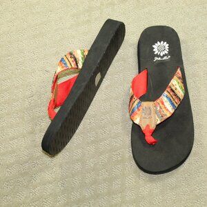 NWOT Yellow Box Size 9M Multicolor Thick Soled Flip Flops